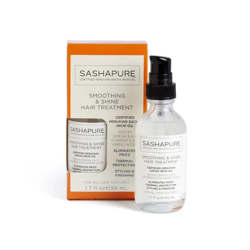Sashapure Tratamiento capilar suavizante y brillante con aceite de Sacha Inchi, elimina el encrespamiento, protección térmica, peinado y acabado,