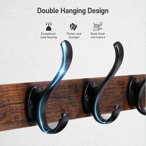 Miniatura 3 de Tatub Perchero rústico de 29 pulgadas con estante, ganchos de pared de entrada con estante, perchas para baño, sala de estar, dormitorio
