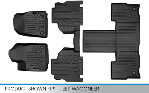Miniatura 6 de SMARTLINER Juego de alfombrillas de 3 filas de ajuste personalizado para todo tipo de clima, compatible con Jeep Wagoneer 2022-2025