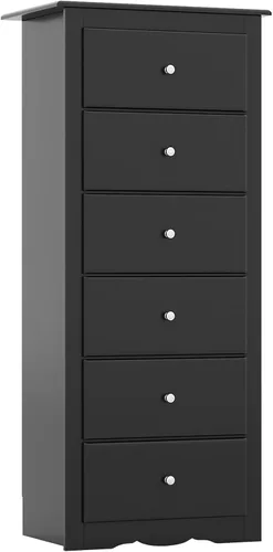 Giantex Cómoda de 6 cajones para dormitorio, cómoda de madera con asas de metal y gran capacidad, organizador de ropa de 16" P x 23.5" A x 53.5" Al,