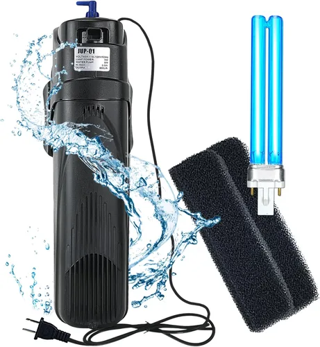 Miniatura 10 de COOSPIDER Filtro para Acuario Sun JUP-02 Máquina Sumergible Verde Limpia para Acuario 132gph para Tanque de Peces Pequeños de 10-40 Galones Bomba