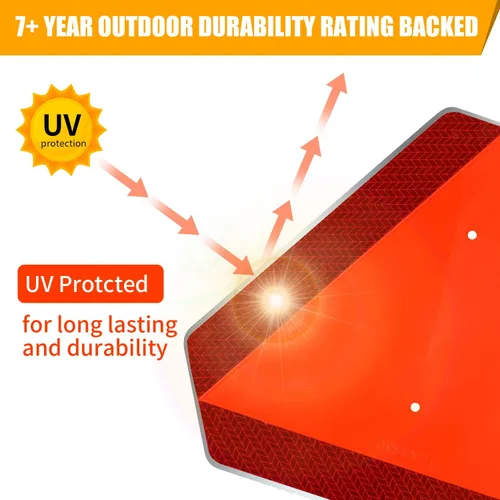 Miniatura 5 de Señal de seguridad del vehículo de movimiento lento, señal triangular de vehículo de movimiento lento, aluminio de 14 x 16 pulgadas, reflectante