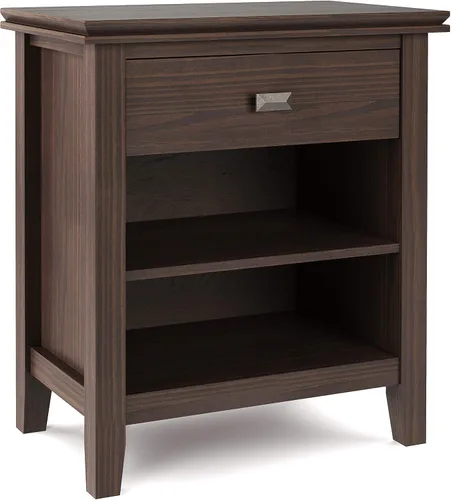 Miniatura 24 de SIMPLIHOME Mesita de noche artesanal de madera maciza de 24 pulgadas de ancho en marrón otoño, mesa auxiliar o auxiliar contemporánea con 1 cajón