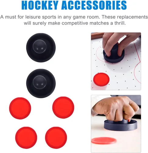 Miniatura 5 de Paletas y discos de hockey de aire de repuesto con huelguistas y alfombrillas gruesas de tablero de fibra para mesas de hockey, kit de accesorios