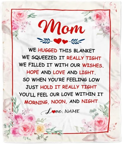 Miniatura 28 de Manta de vellón personalizada con texto en inglés «To My Mom», diseño de girasol de hija e hijo, carta de amor con texto en inglés «You are the