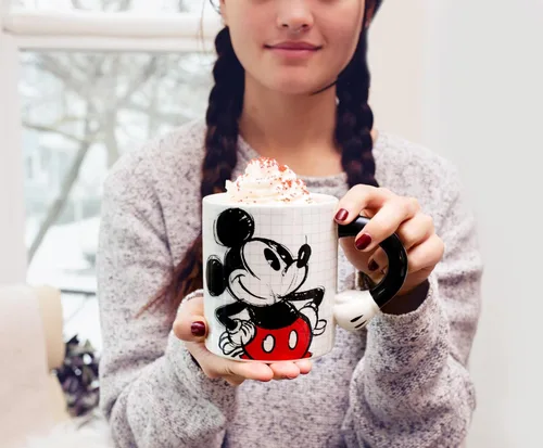 Miniatura 7 de Silver Buffalo Mickey - Taza de cerámica con mango en forma de mano, 20 onzas