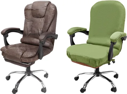 Miniatura 16 de NeColorLife Funda de terciopelo para silla de oficina con fundas para reposabrazos, funda elástica para silla de computadora de escritorio