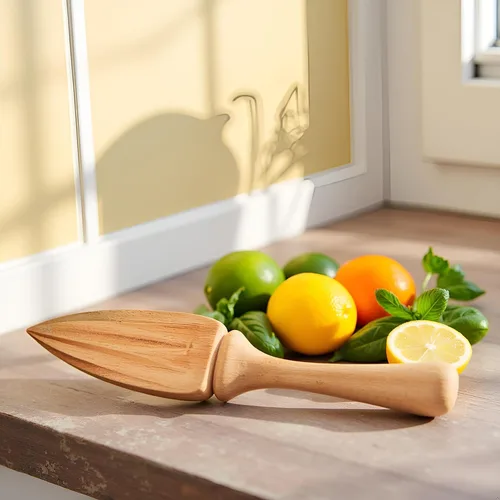 Miniatura 6 de Exprimidor de cítricos de madera, escariador manual de naranja limón con agarre ergonómico, herramienta exprimidora de frutas duradera