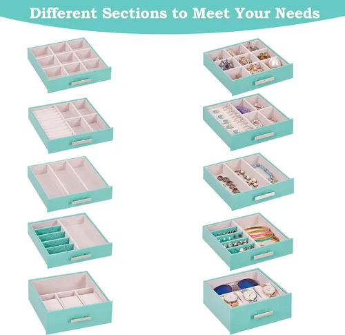 Miniatura 4 de ANWBROAD Joyero organizador de joyas, organizador de joyas, caja de almacenamiento para todos los aretes, collares, pulseras, relojes, cajas