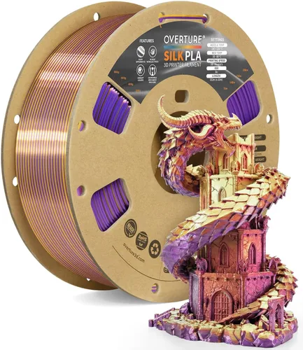 Miniatura 32 de OVERTURE - Paquete de filamento de seda PLA, sin obstrucciones, brillante, filamento metálico brillante para impresora 3D, carrete de 1 kg * 4
