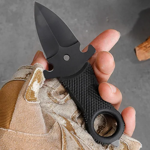 Miniatura 2 de Cuchillo de hoja fija mini HUNTER FORCE, cuchillo táctico de bolsillo para caza con funda de Kydex negro para actividades al aire libre, caza