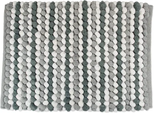 DII Tapete de baño de felpilla ultra suave, alfombra de baño de palomitas de maíz, 17 x 24 pulgadas, rayas grises
