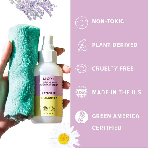 Miniatura 2 de MOXE Limpiador de esterilla de yoga, aceites esenciales de lavanda y manzanilla, 4 onzas, seguro para todas las alfombrillas y equipos de ejercicio