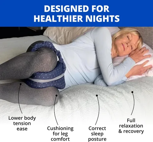 Miniatura 2 de SmoothSpine Alignment Almohada de pierna para personas que duermen de lado, almohada ergonómica de espuma viscoelástica con correa ajustable
