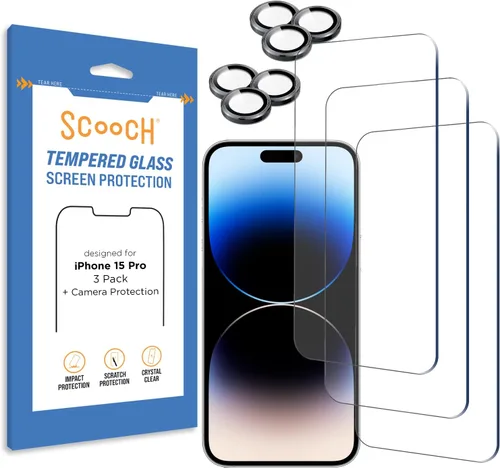 Miniatura 25 de Scooch Protector de pantalla 5 en 1 para iPhone 11 (paquete de 3) con protector de lente de cámara (paquete de 2) vidrio templado 9H de alta