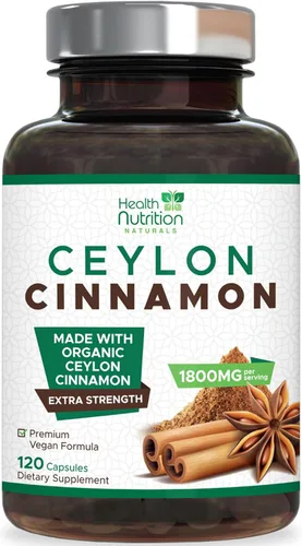 Cápsulas de canela de Ceilán, píldoras de canela 100% extra fuertes, polvo de canela de Ceilán orgánico certificado, energía y apoyo cardíaco,