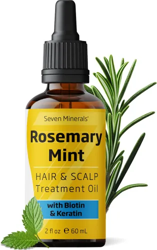 Miniatura 10 de Seven Minerals, Aceite de romero para el crecimiento del cabello, infundido con aceite de ricino negro jamaicano, vitamina E, menta y aceites