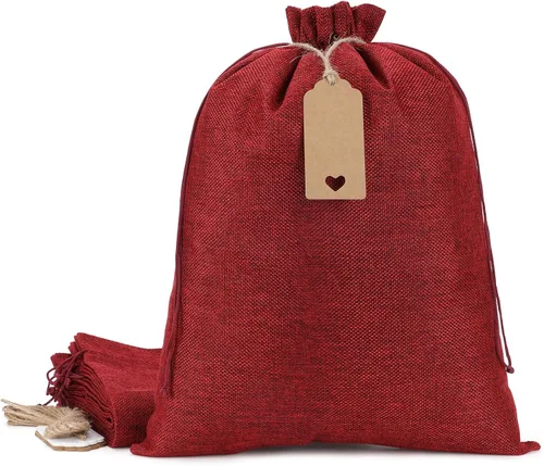 Miniatura 8 de Tapleap Bolsas de arpillera con cordón – 10 bolsas de recuerdo originales de 12 x 16 pulgadas para envolver regalos, panes, vino, para graduación