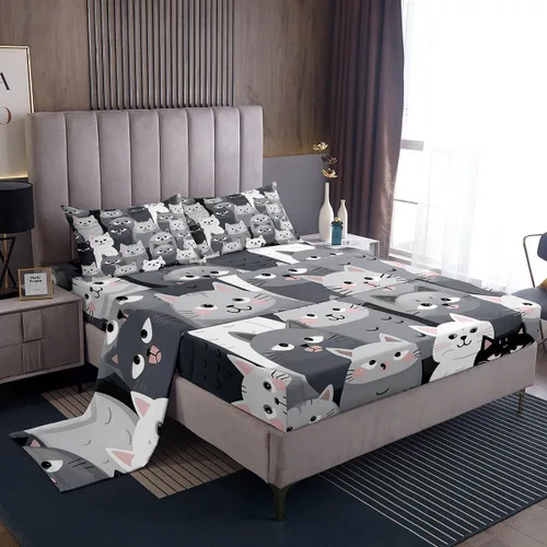 Miniatura 24 de Feelyou Juego de sábanas bajeras de animales salvajes de animales salvajes con dibujos animados, safari salvaje, juego de ropa de cama para niños
