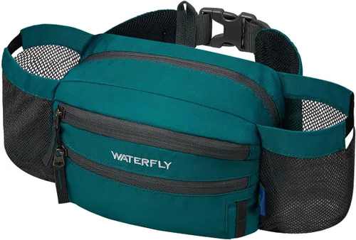 WATERFLY Riñonera cangurera: Riñonera para mujeres y hombres con dos soportes para botellas de agua para senderismo, para correr, caminar, caminar,