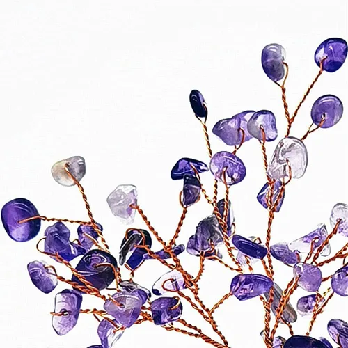 Miniatura 3 de Colorsheng Árbol de dinero de cristal de cuarzo Feng Shui, ágata natural, copos de geoda, base de geoda, decoración estilo bonsái para suerte y Verde