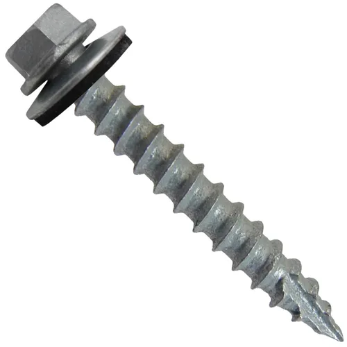 Miniatura 32 de Tornillos de metal para techos n.º 14 x 1-1/2 pulgadas, cabeza hexagonal de arandela de piel de buque Tornillo de techo de chapa metálica. Buckskin