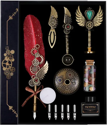 Miniatura 8 de Juego de pluma estilográfica y tinta, juego de plumas de ave para caligrafía, regalo de Navidad para amantes de la caligrafía, regalo de cumpleaños