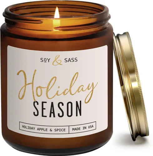 Miniatura 10 de Velas de Manzana y Canela, Vela de Manzana y Canela - 'Apple Cinnamon' Infundida con Aceites Esenciales I Velas de Soja Aromáticas Fuertes