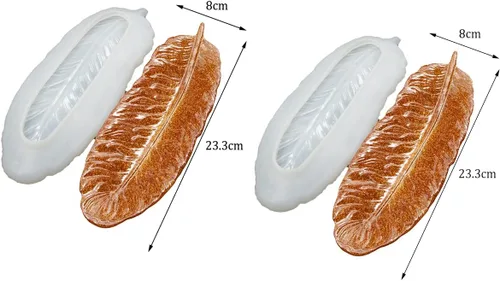 Miniatura 5 de Molde de silicona en forma de plumas, 2 piezas, con resina epoxi, hormigón, cemento y arcilla polimérica, blanco transparente (M0007+M0007)