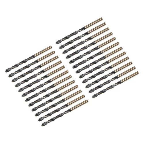 Miniatura 24 de uxcell Brocas Jobber de 0.118 in (0,118 pulgadas) de nitruro negro y oro recubierto de titanio M2 de alta velocidad (HSS) Brocas helicoidales