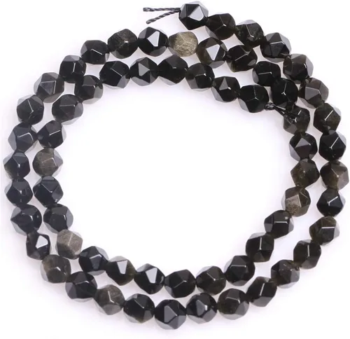 Miniatura 4 de JOE FOREMAN Cuentas de obsidiana dorada para hacer joyas, piedras preciosas semipreciosas naturales de 0.079 pulgadas, hebra facetada de 15 pulgadas