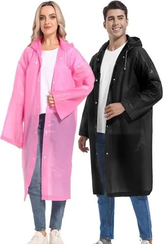Miniatura 126 de 2 abrigos de lluvia de Borogo para adultos, chaquetas de lluvia reutilizables para hombres y mujeres