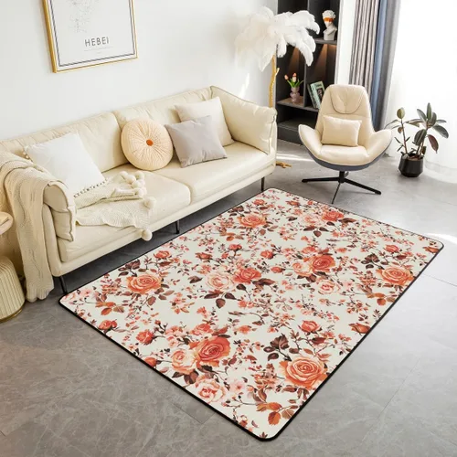 Miniatura 8 de jejeloiu Groovy Flower Area Rug 3x5 Retro Floral Boho Living Room Rugs for Bedroom 70S Hippie Groovy Flowers Bohemian Decor Carpet Psychedelic Beige