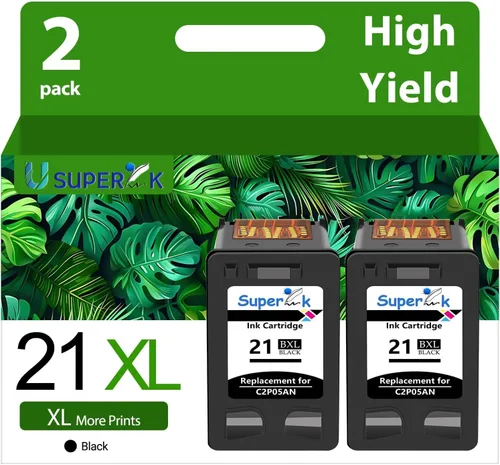 SuperInk Cartucho de tinta remanufacturado 21XL de repuesto para HP 21 XL 21 compatible con impresora DeskJet D1520 D2345 F4140 F4180 F380 D1320