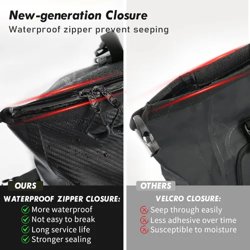 Miniatura 3 de NICECNC Bolsa de lona seca impermeable 66L, 500D PVC Tail Bag, Tronco, Equipaje universal de viaje de motocicleta, Negro
