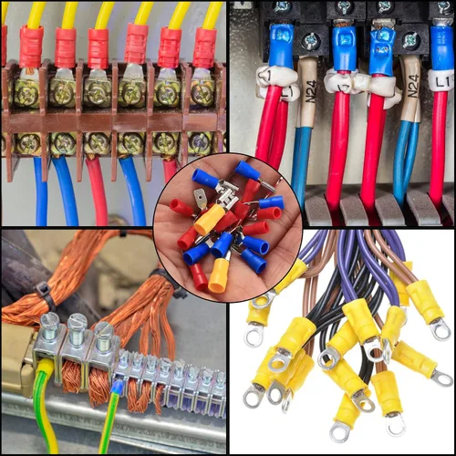 Miniatura 7 de 300 conectores eléctricos, conectores eléctricos de cable de alambre aislado, anillo de horquilla, desconexión rápida, terminales de crimpado