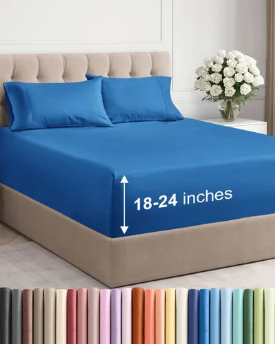 Miniatura 68 de Sábanas King divididas con bolsillos extra profundos, sábanas transpirables y refrescantes de 5 piezas, sábanas de lujo para hotel, suaves, sin 22