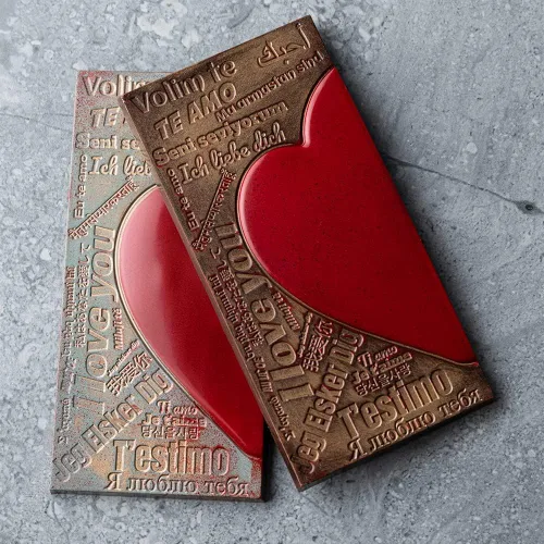 Miniatura 8 de CM 3844 Louis Amado - Molde de policarbonato transparente para chocolate con 3 cavidades rectangulares para tabletas con mensaje de corazón, 2.756