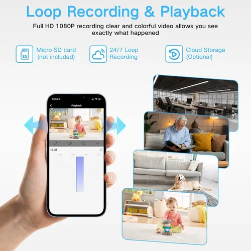 Miniatura 5 de Cámara de reloj WiFi inalámbrica 1080P HD cámaras ocultas niñera con visión nocturna, cámaras de vigilancia con detección de movimiento