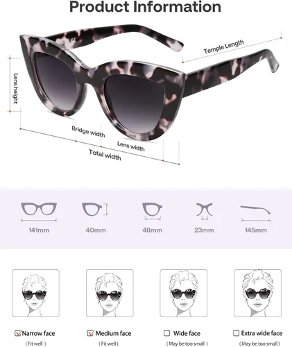 Miniatura 37 de SOJOS Retro Small Vintage Cat Eye Sunglasses for Women Cute Fashion UV400 Sunnies SJ2939