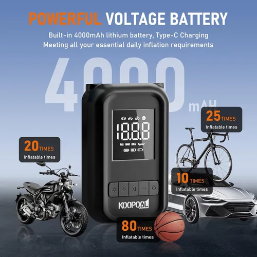 Miniatura 5 de Inflador de neumáticos portátil, compresor de aire portátil, bomba de aire portátil de 150 PSI para automóvil, bicicleta, motocicleta, pelota, bomba