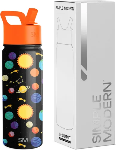 Miniatura 74 de Simple Modern Botella de agua para niños con tapa con pajilla, vaso aislado de acero inoxidable de 14 onzas para niños y a prueba de derrames