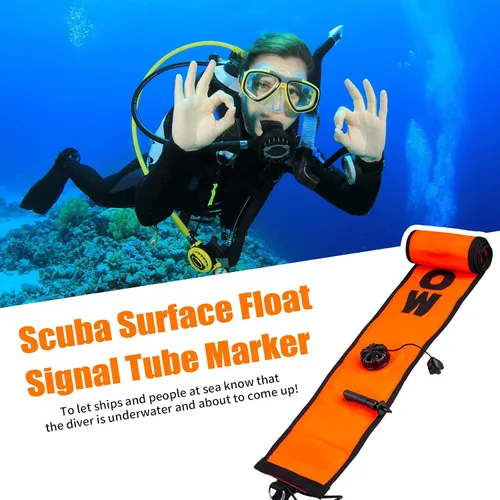 Miniatura 4 de Boya marcador de superficie SMB, tubo de señal de buceo inflable de alta visibilidad con tira reflectante, superficie de salchicha de seguridad