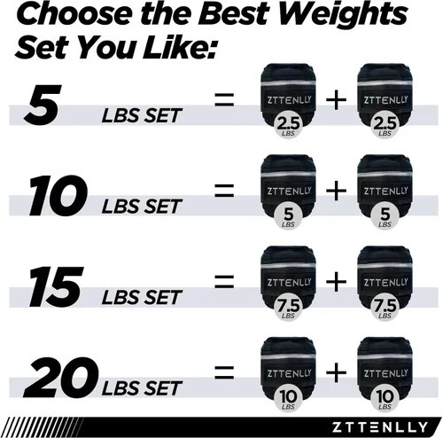 Miniatura 5 de Pesas ajustables para tobillo de 1-5/10/15/20 libras, par con bolsa de transporte, telas transpirables, ribete reflectante, entrenamiento de fuerza