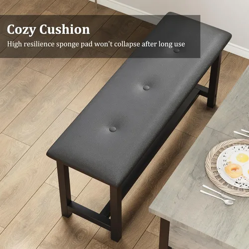 Miniatura 6 de GarveeHome Juego de mesa de comedor para 4, juego de mesa de comedor de cocina con bancos tapizados, mesa de comedor de cocina con cajones