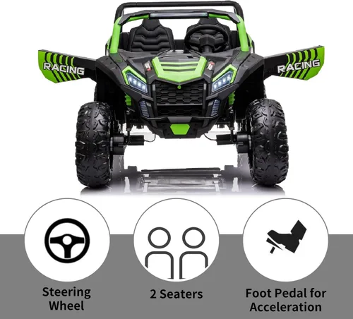Miniatura 6 de POSTACK Juguete de paseo XXXL de 24V de 220 libras para niños grandes, auto de juguete eléctrico con batería de 2 asientos para niños, auto de paseo