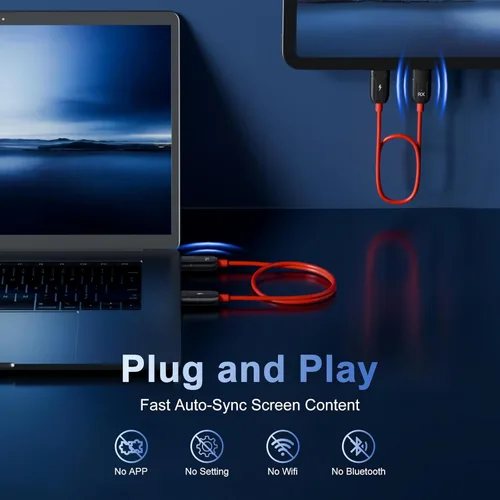 Miniatura 2 de INVERSE NET Transmisor y receptor HDMI inalámbricos, entrada de decodificación 4K, salida de 1080P, Plug & Play, extensor HDMI inalámbrico portátil