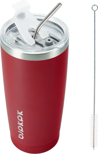 Miniatura 8 de BJPKPK - Vaso de 30 onzas con tapa y pajilla, de acero inoxidable con aislamiento de doble pared al vacío, color azul marino A-Azul Marino-30oz