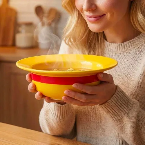 Miniatura 4 de shiningsoul Juego de Tazón de Cerámica Estilo Anime Sombrero de Paja Ramen, Tenedor y Cuchara de Acero Inoxidable Martilleado, Buen Regalo Ideal
