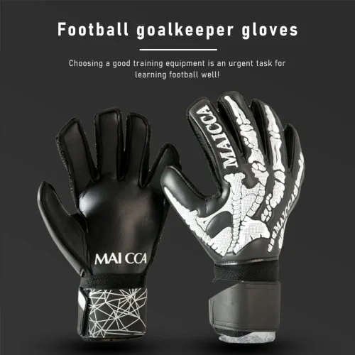 Miniatura 4 de Guantes de portero de fútbol para jóvenes adultos, talla 7-10, guantes de portería de fútbol con protección de dedos, palma de látex y pulsera